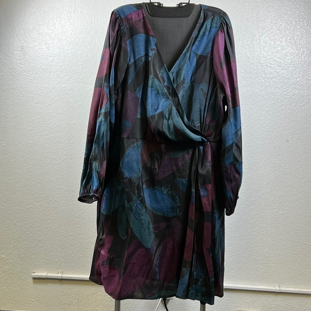 Ava & Viv Women’s Balloon Long Sleeve Wrap Midi‎ Dress Size 2X